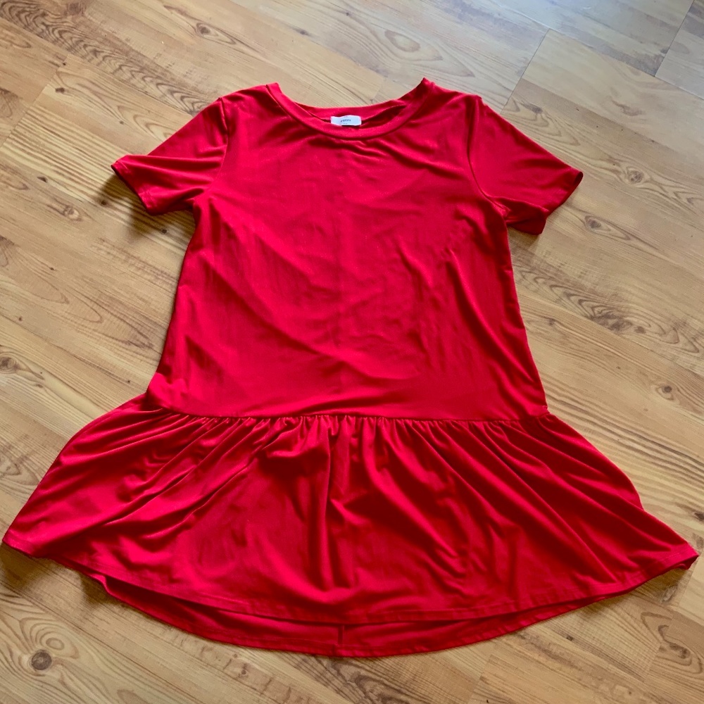 Red Ruffle Tshirt Dress